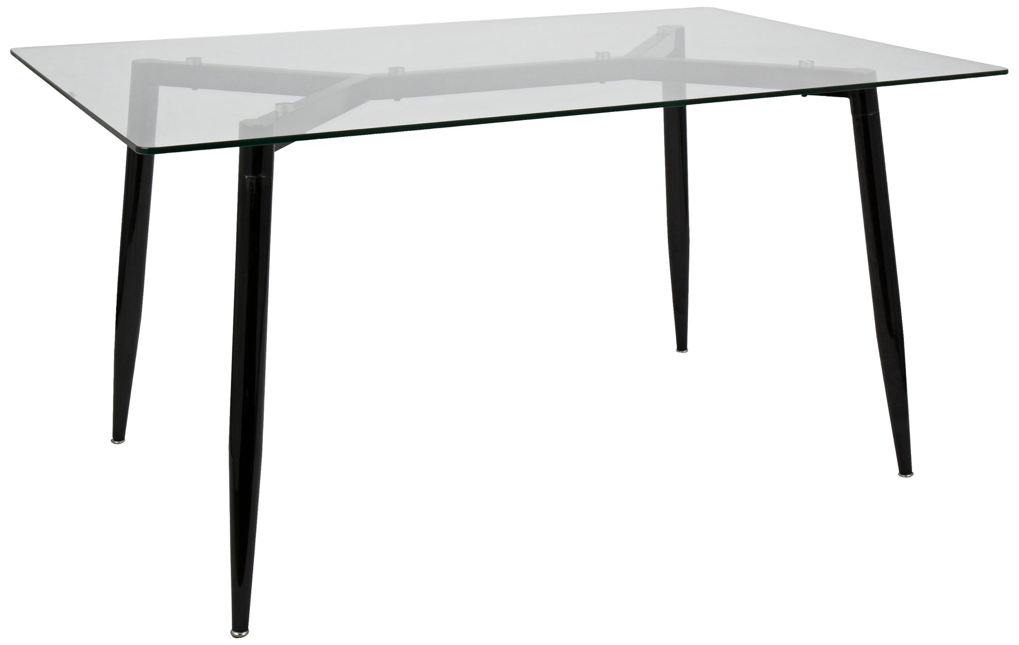 Clara 59"W Black and Clear Glass Rectangular Dining Table