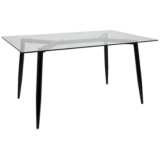 Clara 59&quot;W Black and Clear Glass Rectangular Dining Table