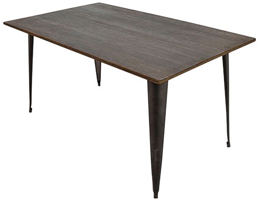 Oregon 36"W Espresso Bamboo and Antique Metal Dining Table