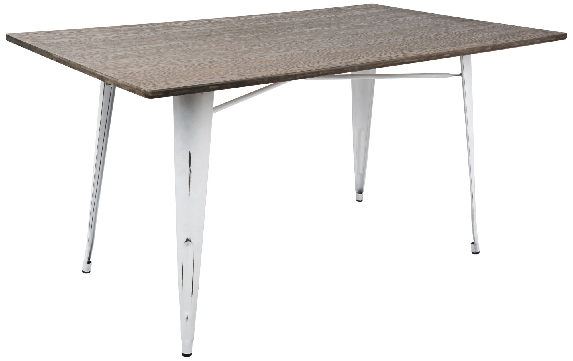 Oregon 59" Wide Espresso Bamboo Top White Metal Dining Table