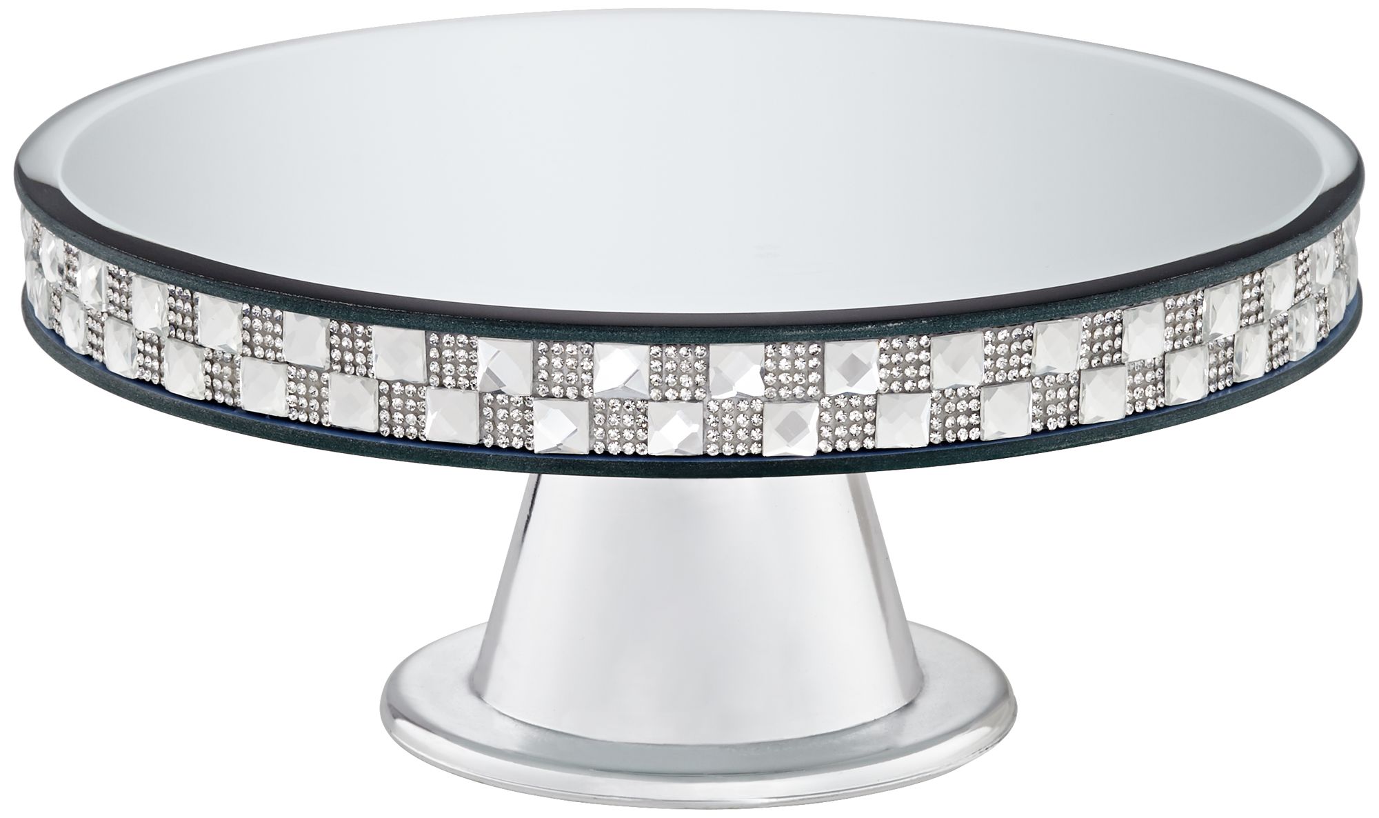 Ashley Silver Mirror-Top 9 3/4" Round Pedestal Cake Stand