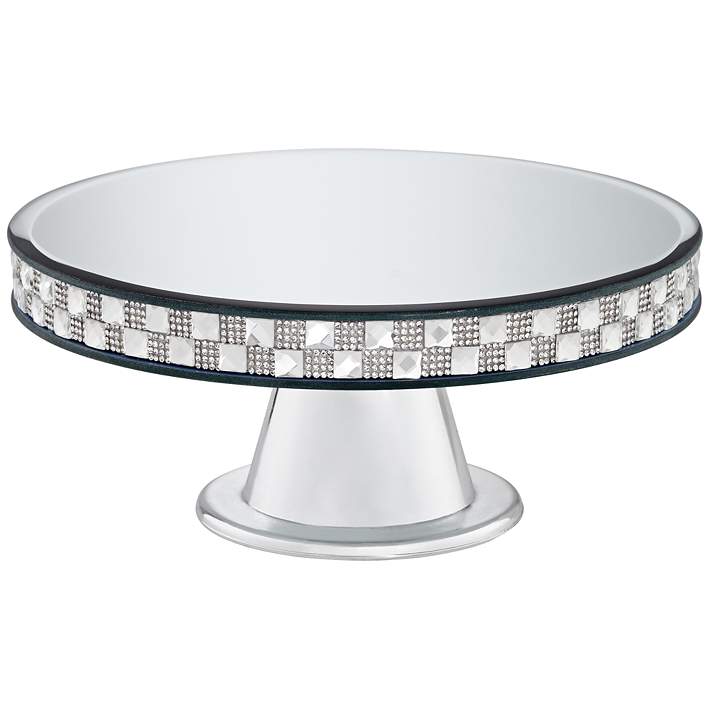Round Pedestal Cake Stand, Round Silver Mirror Cake Stand