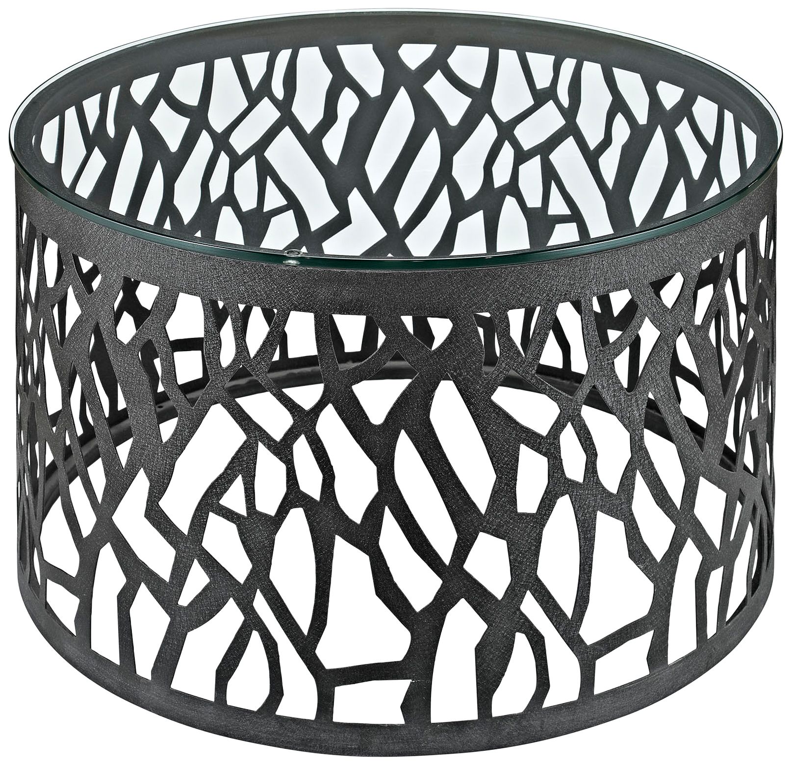 Shadow 29 1/2" Wide Glass Top Geometric Base Side Table