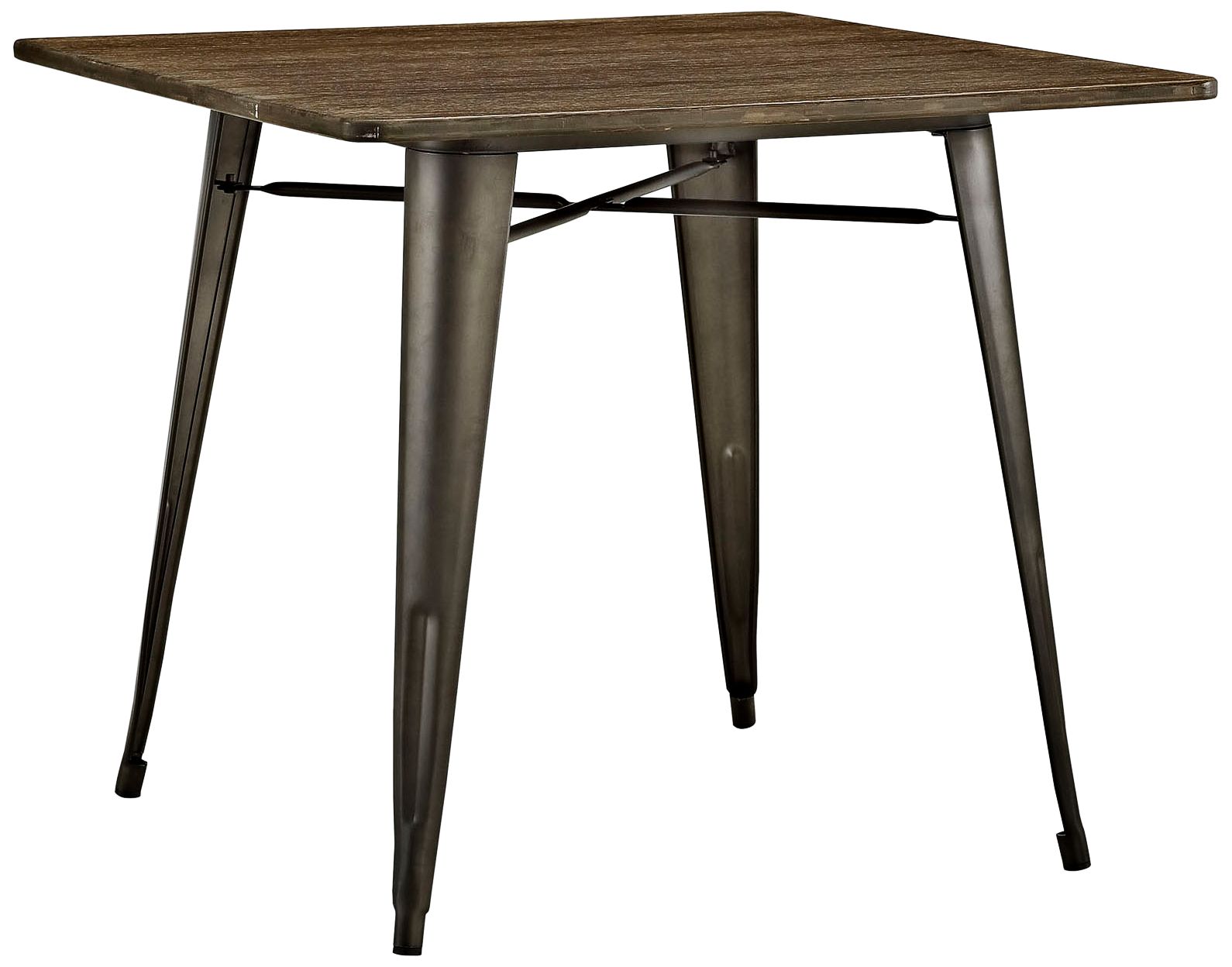 Alacrity 36 Wide Brown And Gunmetal Square Dining Table 33r94