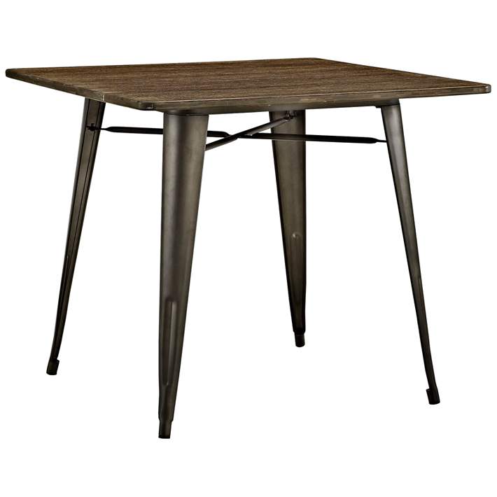 Alacrity 36 Wide Brown And Gunmetal Square Dining Table 33r94