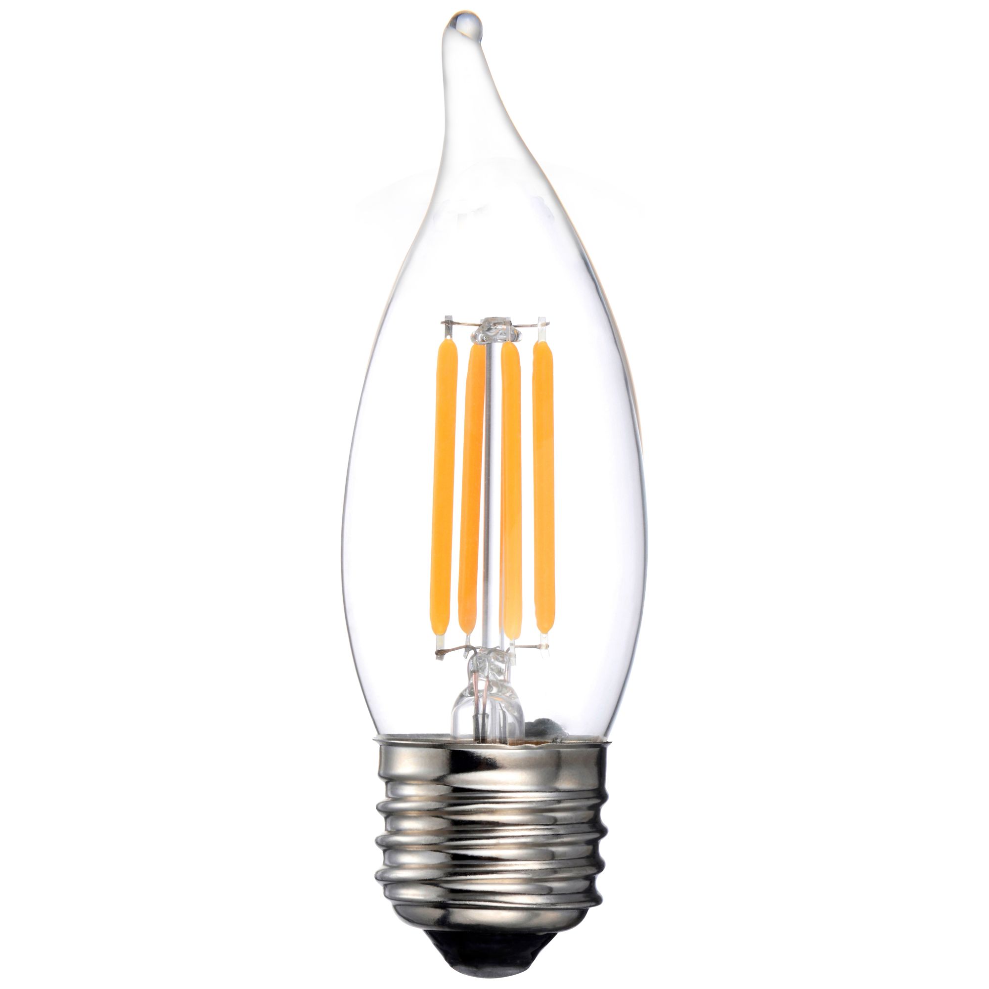 40W Equivalent Clear 4W LED Dimmable Filament Flame E2
