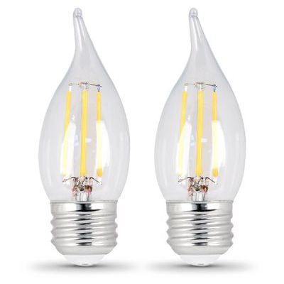 35W Equivalent Clear 4.5W LED Dimmable Flame-Tip 2-Pack