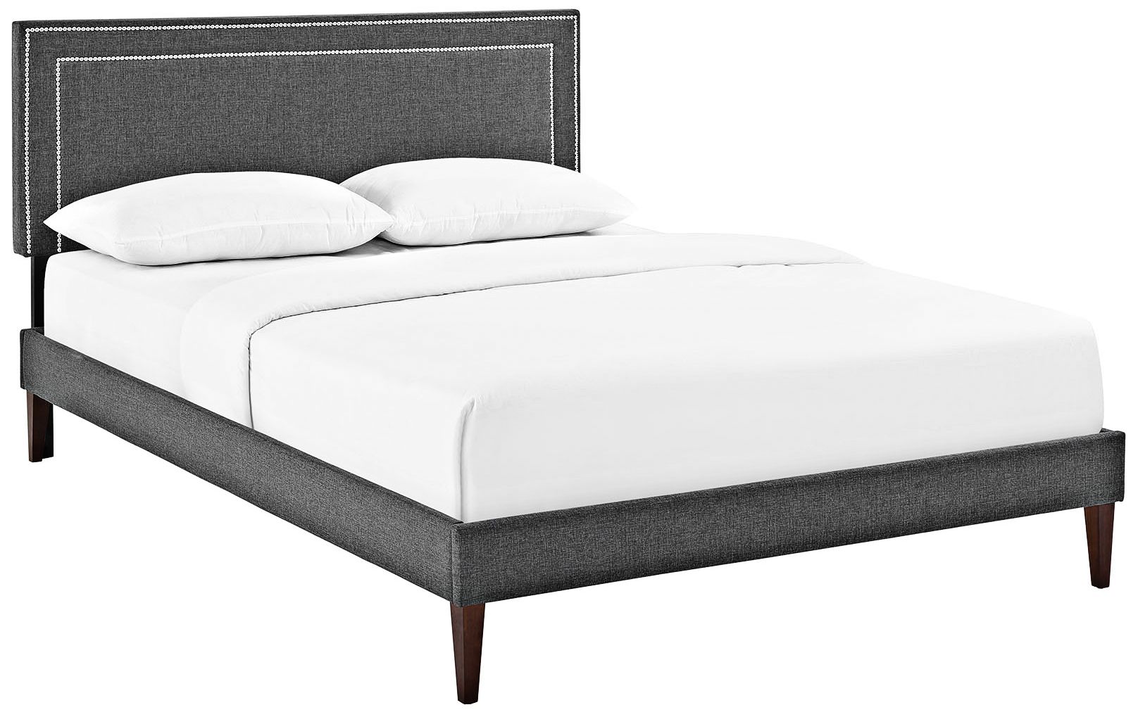 Jessamine Gray Platform Bed with Square Tapered Legs