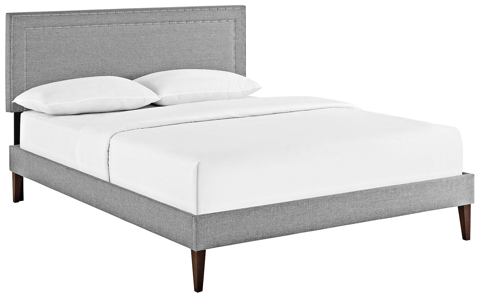 Jessamine Light Gray Platform Bed with Square Legs