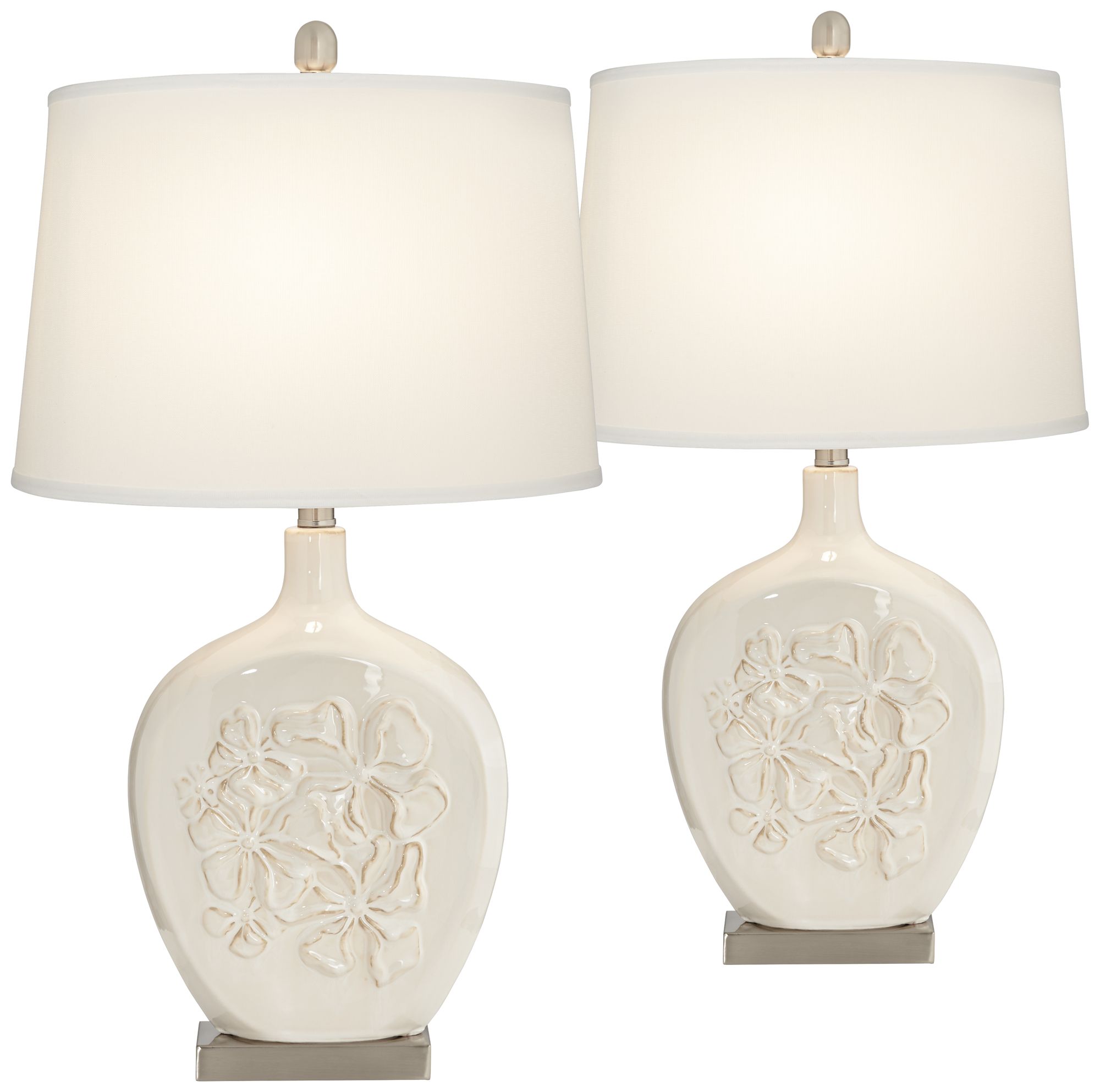 Ewan Ivory Ceramic Table Lamp Set of 2 34N16 Lamps Plus