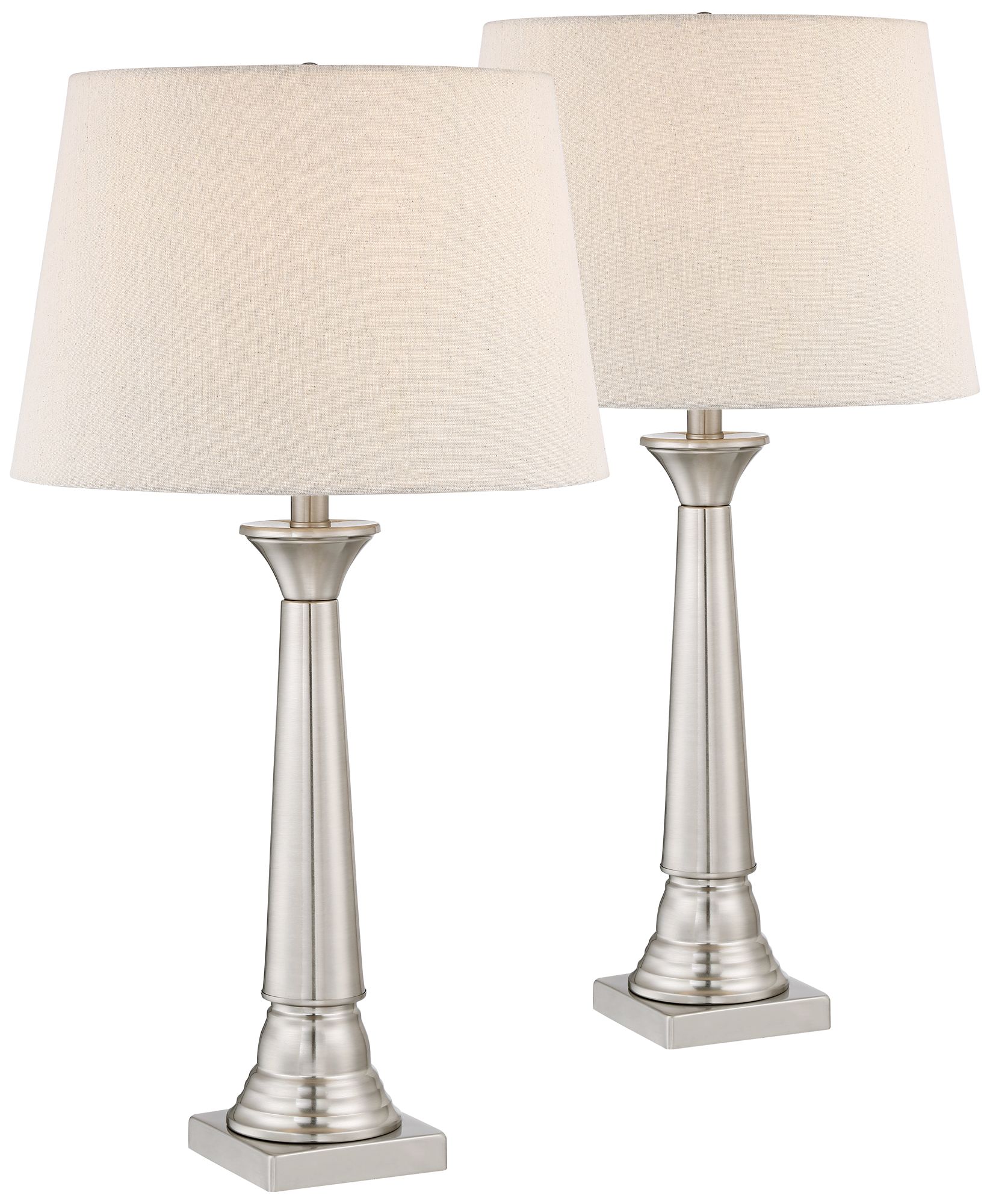 Brushed Nickel Transitional Table Lamp Set of 2