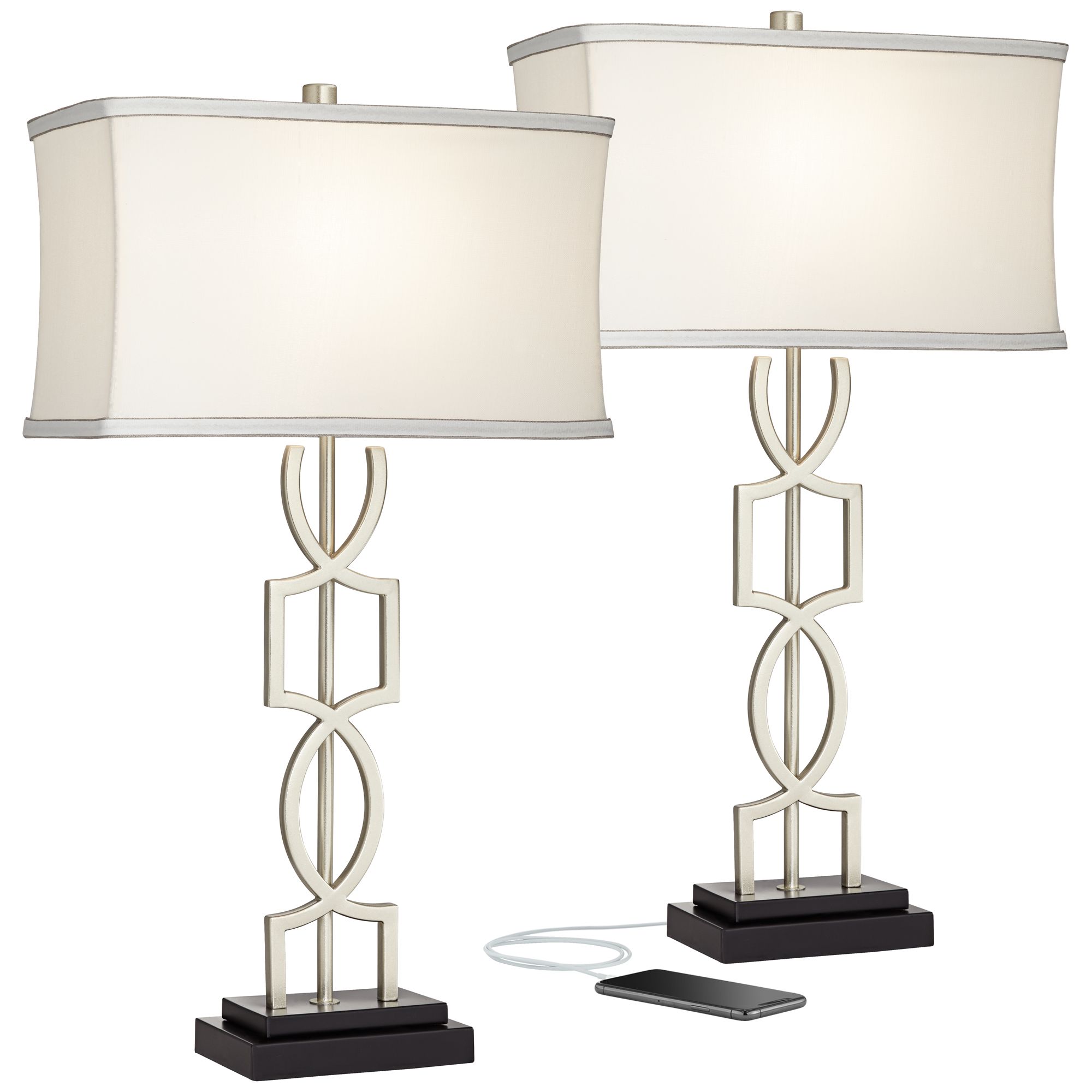 silver nightstand lamps