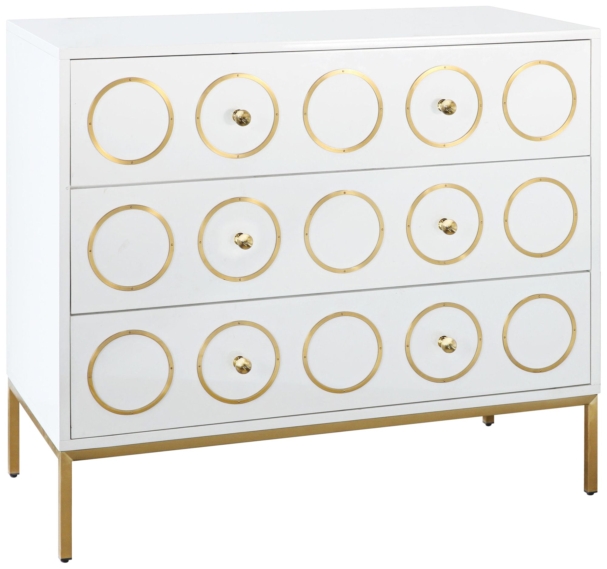 Ella 40" Wide White Lacquer 3-Drawer Luxe Modern Chest