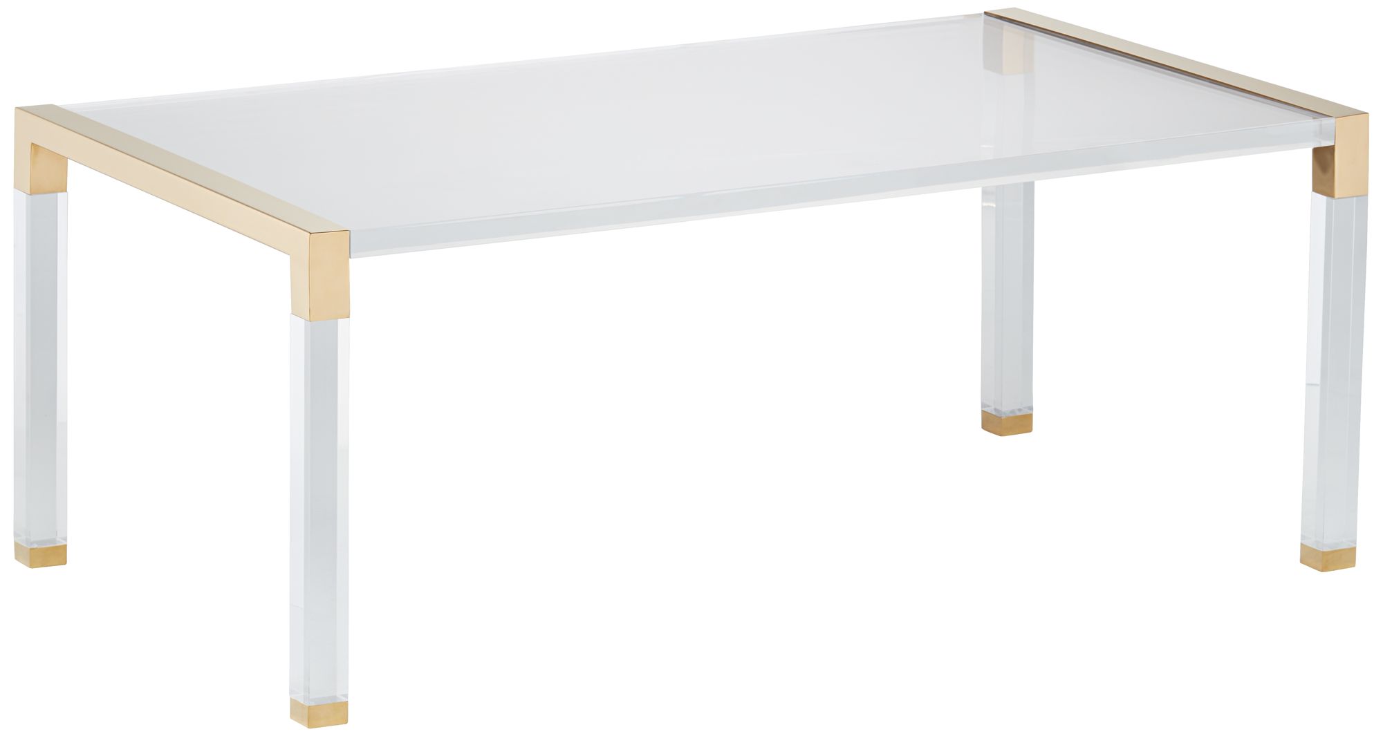 Hanna 43" Wide Gold and Clear Acrylic Cocktail Table