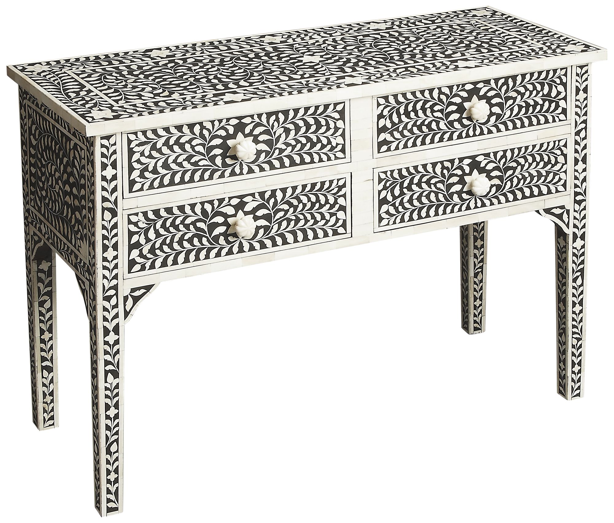 Vivienne 39 3/4" Wide Bone Inlay 4-Drawer Console Table
