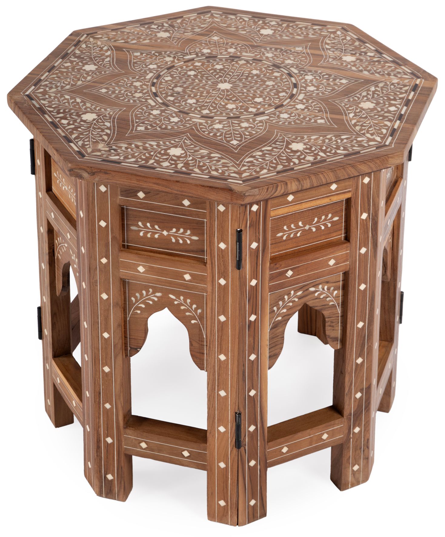 Tibet 20" Wide Wood and Bone Inlay Octagonal Accent Table