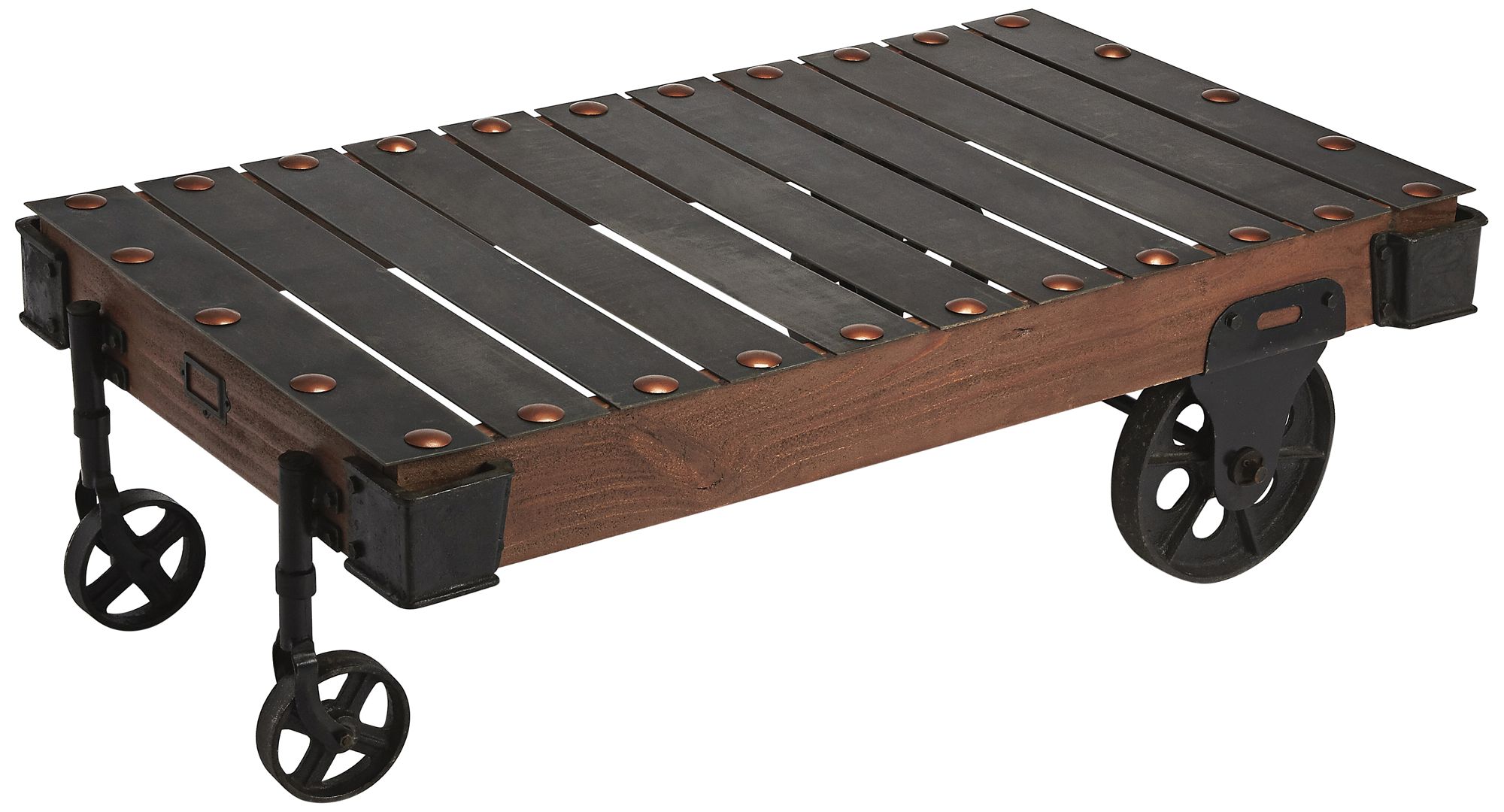 Chesterfield 55" Wide Wheeled Industrial Cart Coffee Table