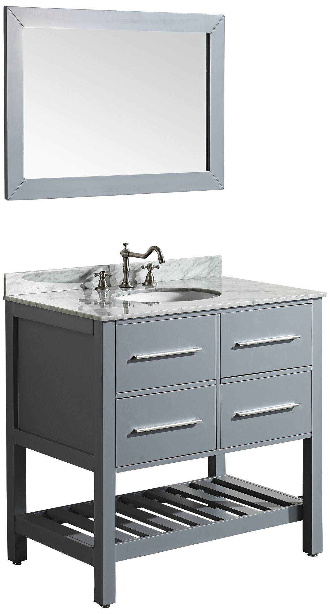 Bosconi 36" Gray 2-Drawer Single Sink Vanity Set