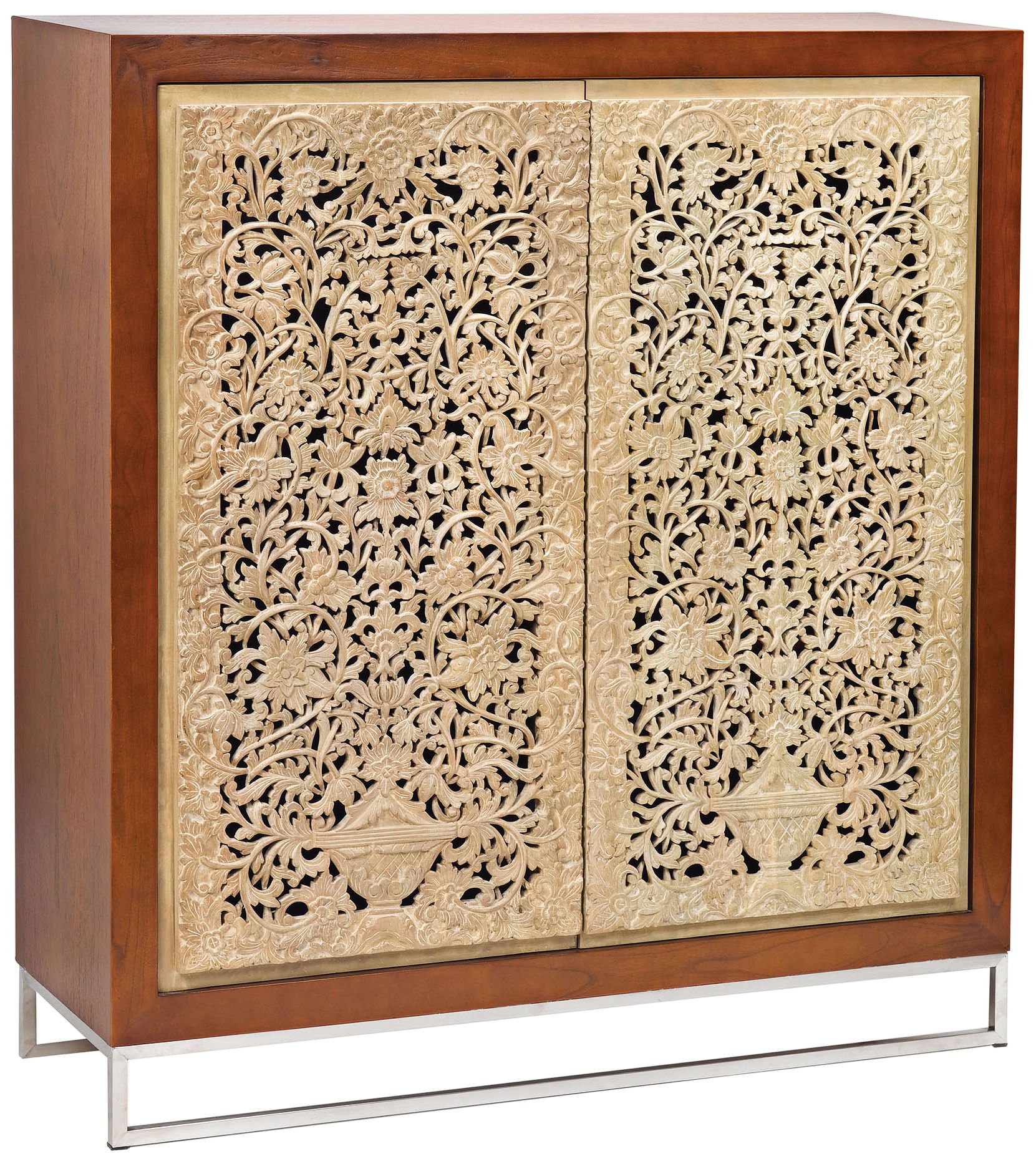 Heritage 50" Wide Hand-Carved Wood Accent Cabinet