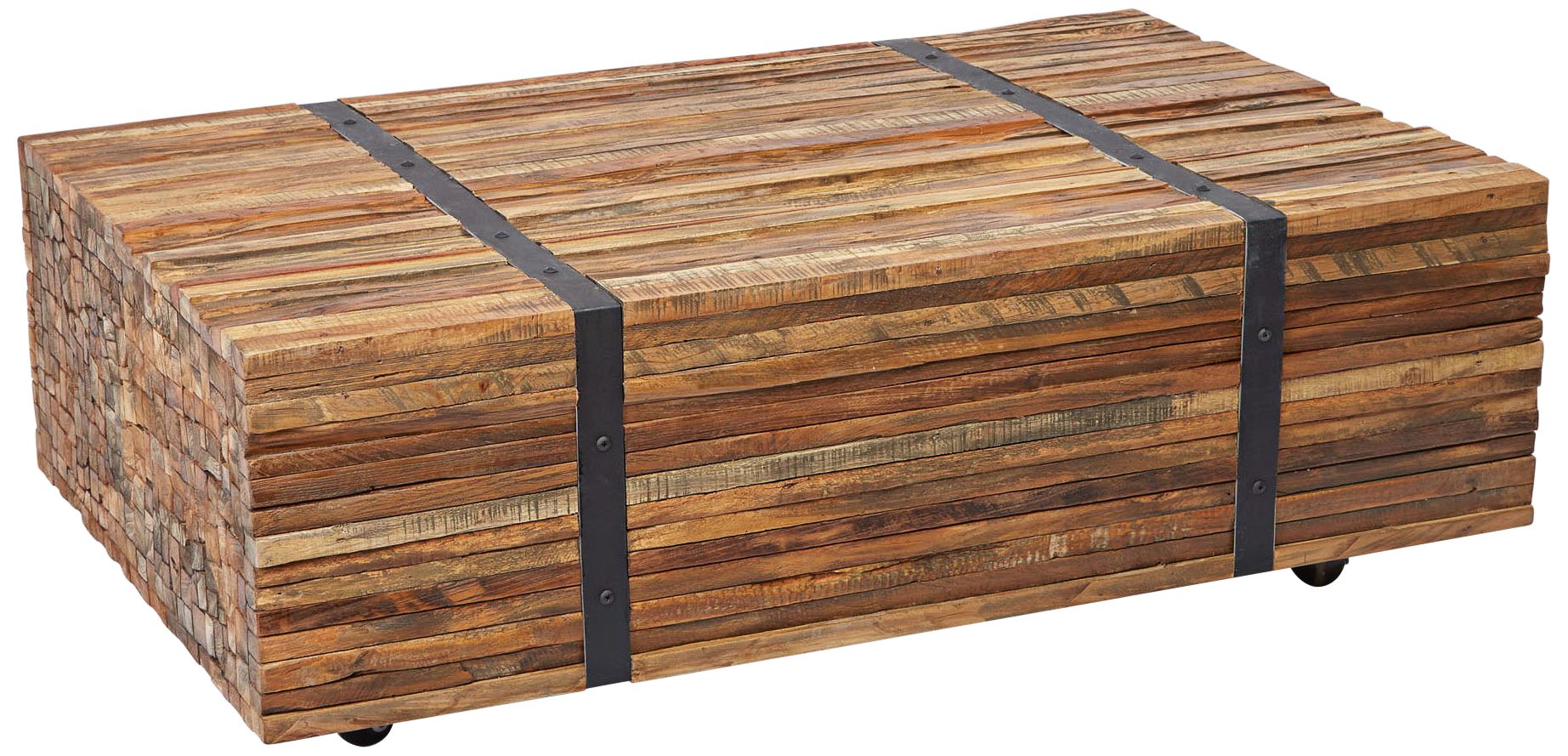 Grove 43" Wide Natural Teak Wood Strapped Coffee Table