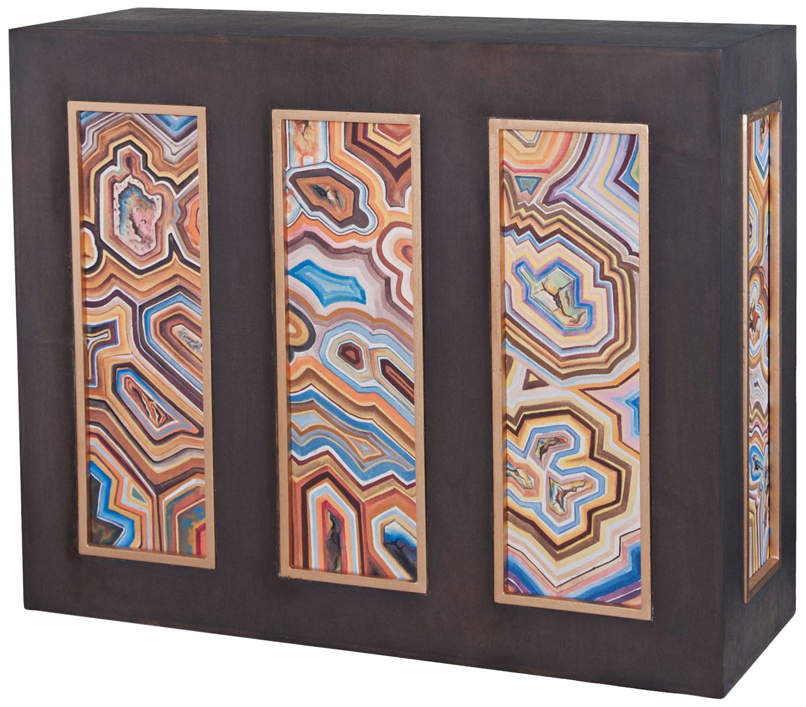 Killian 42" Wide Painted Canvas and Mahogany Console Table