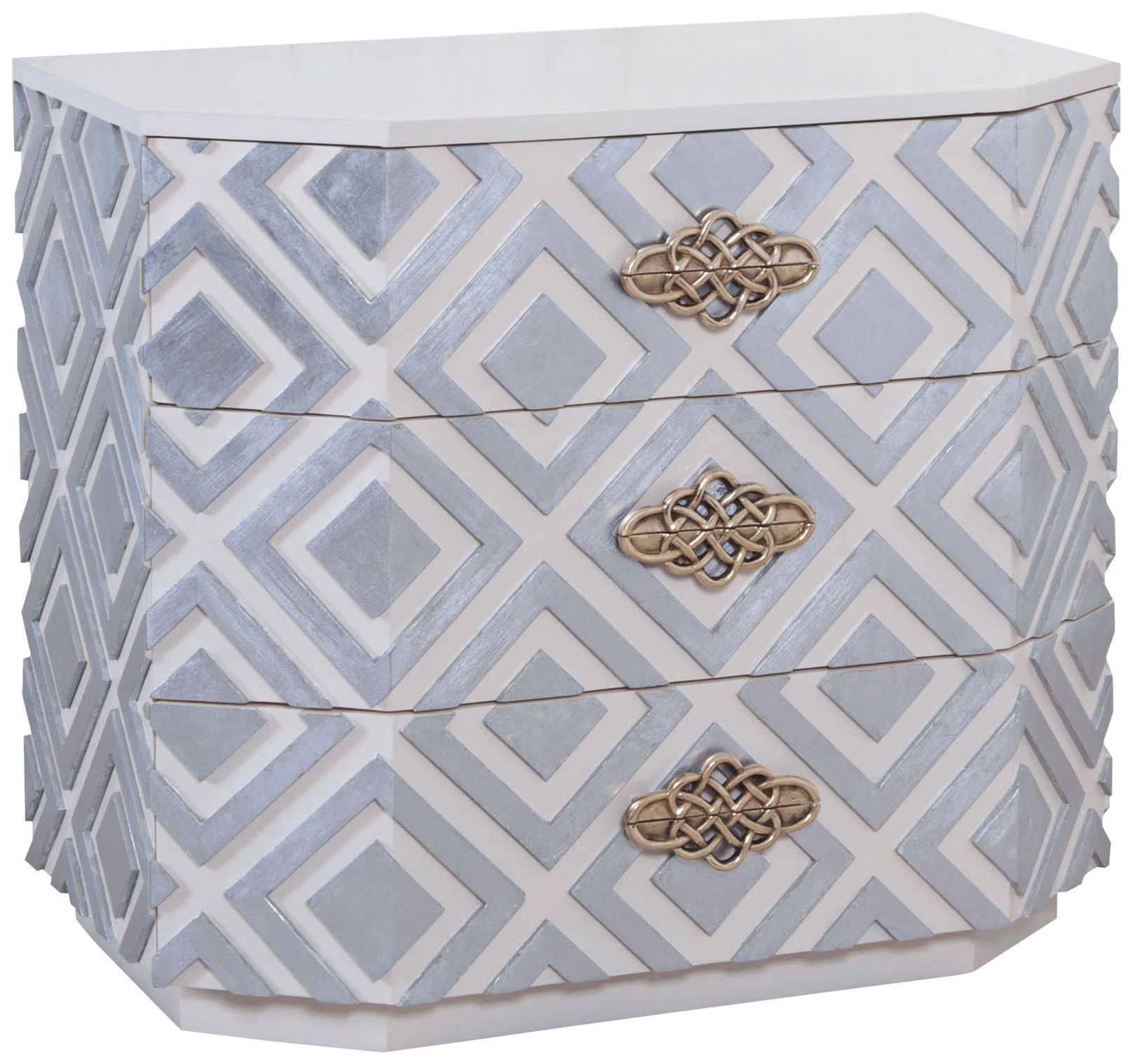 Nemeth 32" Wide Cappuccino Foam Silver Leaf 3-Drawer Chest