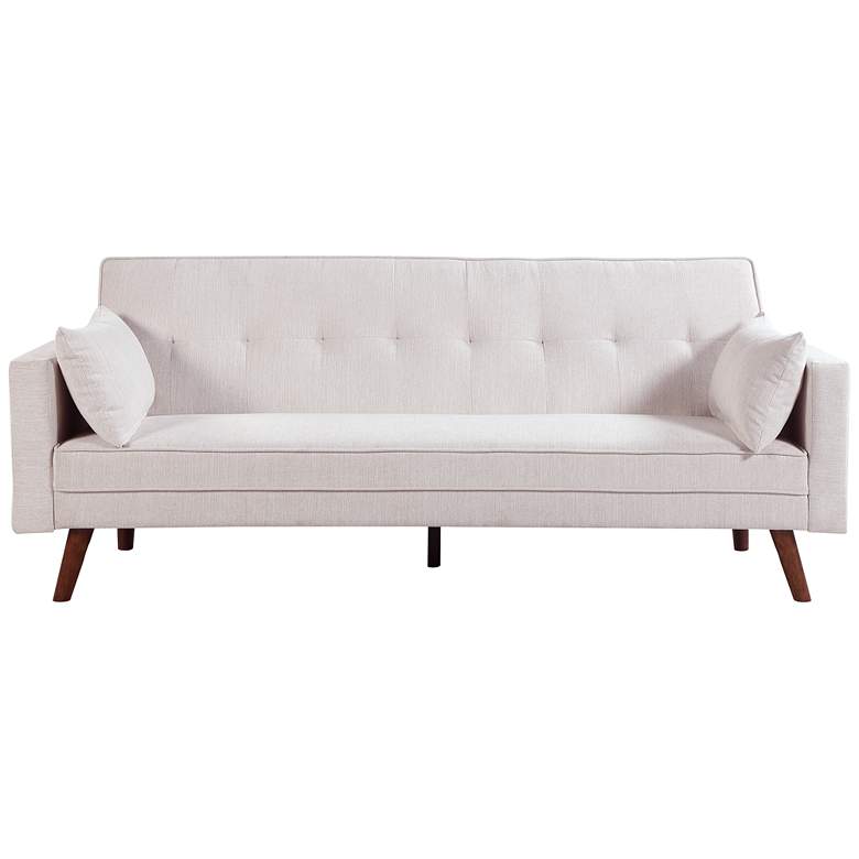 Image 2 Christina 84" Wide Beige Chenille Tufted Convertible Sleeper Sofa