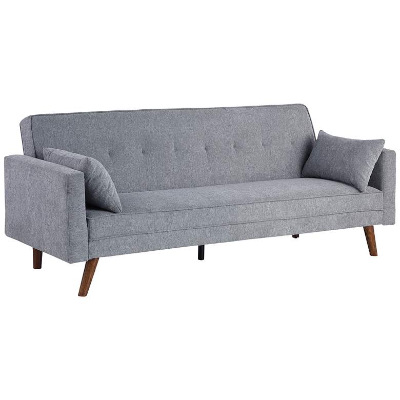 Image 2 Christina 84" Wide Gray Chenille Tufted Convertible Sleeper Sofa