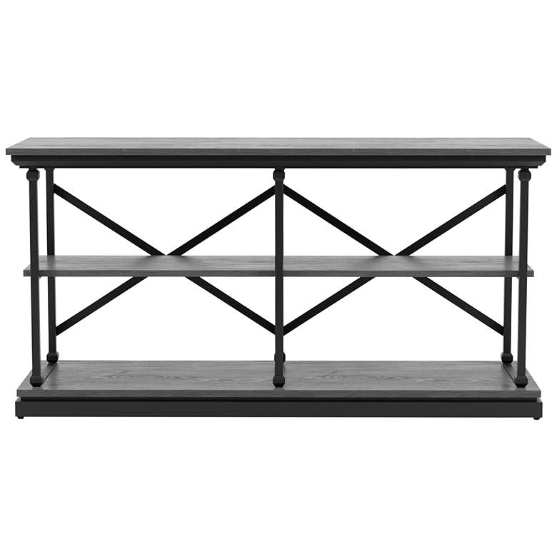 Regorra 59&quot;W Antique Gray and Black 2-Shelf Console Table