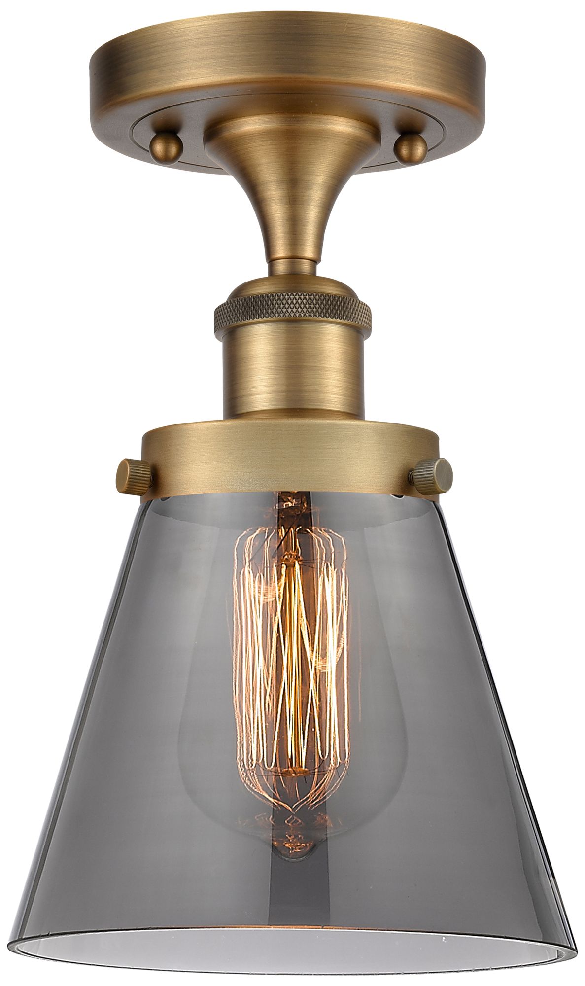 Innovations Lighting Ballston Urban Cone  6" Led Semi-flush Mount - Brushed Brass - Plated
