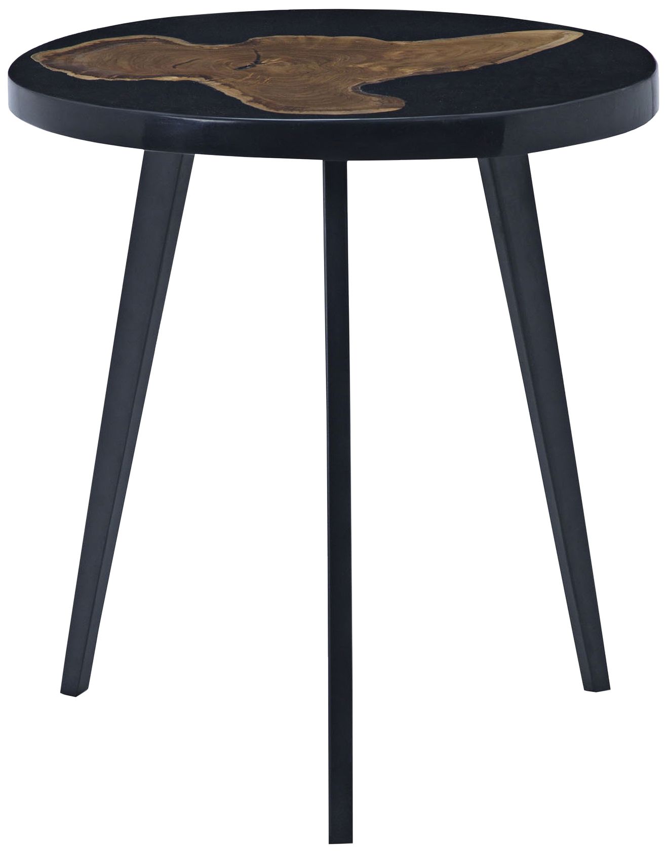 Alemann 17" Wide Black and Teak Woodtone Accent Table
