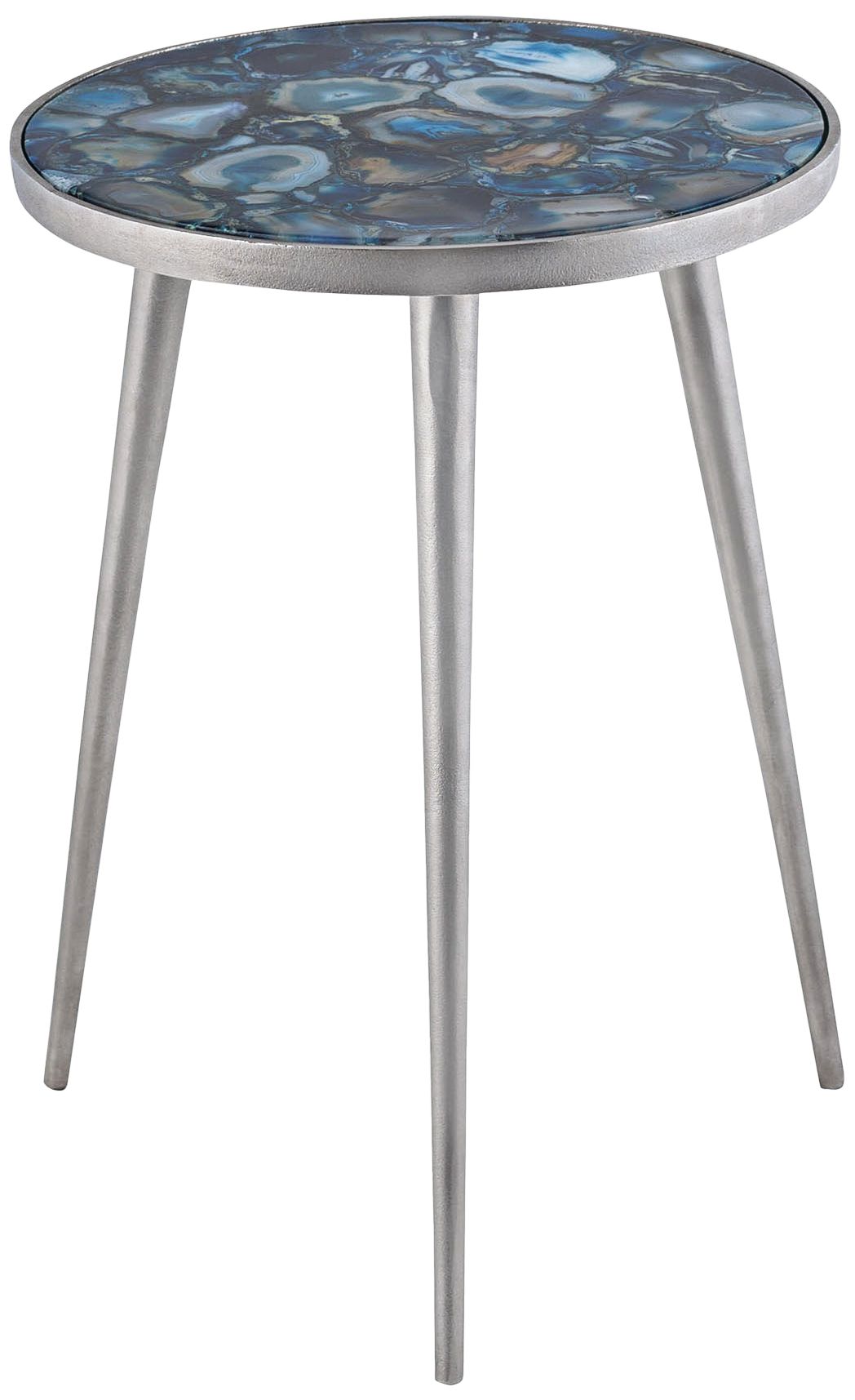 Mykonos 14" Wide Blue Agate Stone Modern Side Table