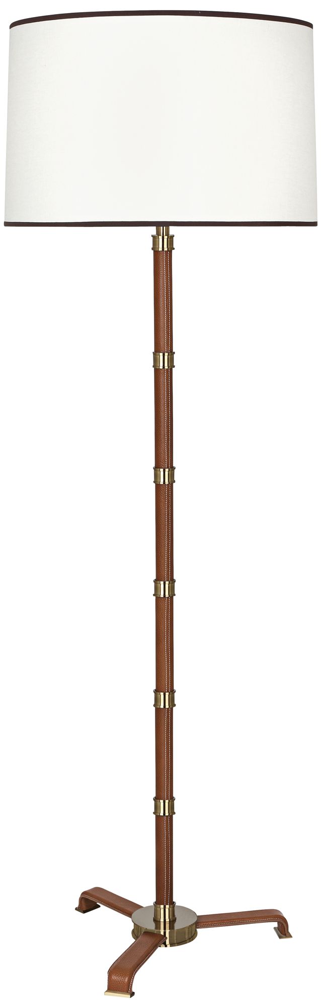 Voltaire Modern Brass with Saddle Leather Floor Lamp