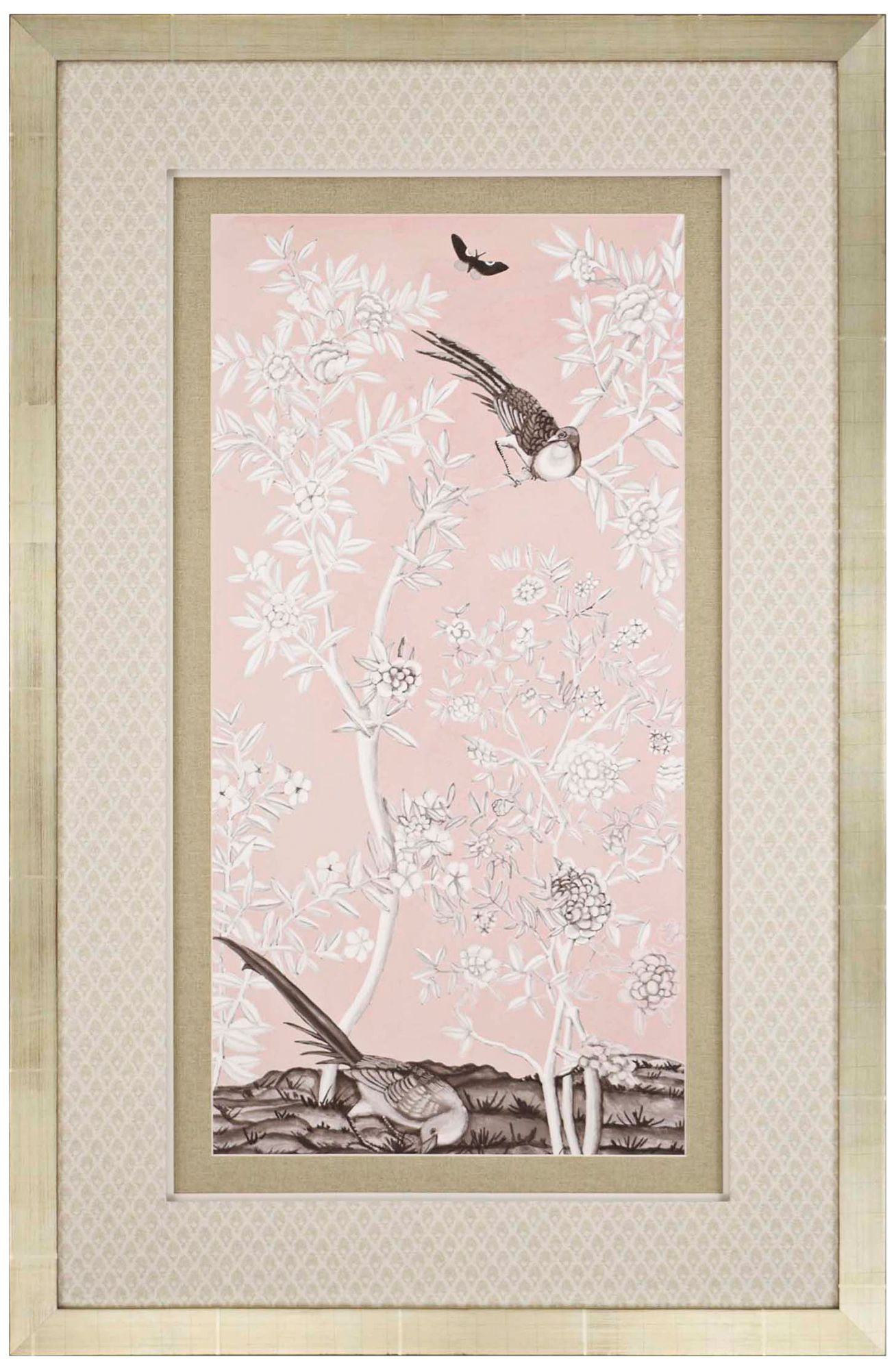 Blush Chinoiserie II 51" High Framed Giclee Wall Art
