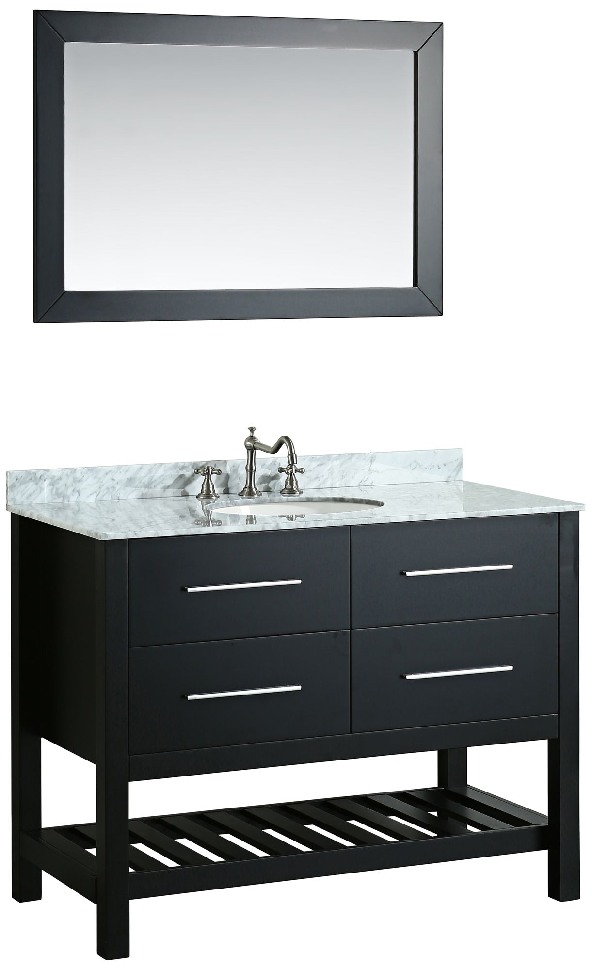 Bosconi 43" Black 2-Drawer Single Sink Vanity Set