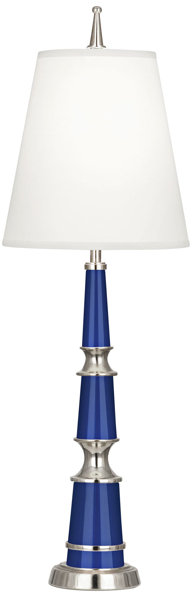 Versailles Navy Blue Lacquer White Shade Buffet Table Lamp