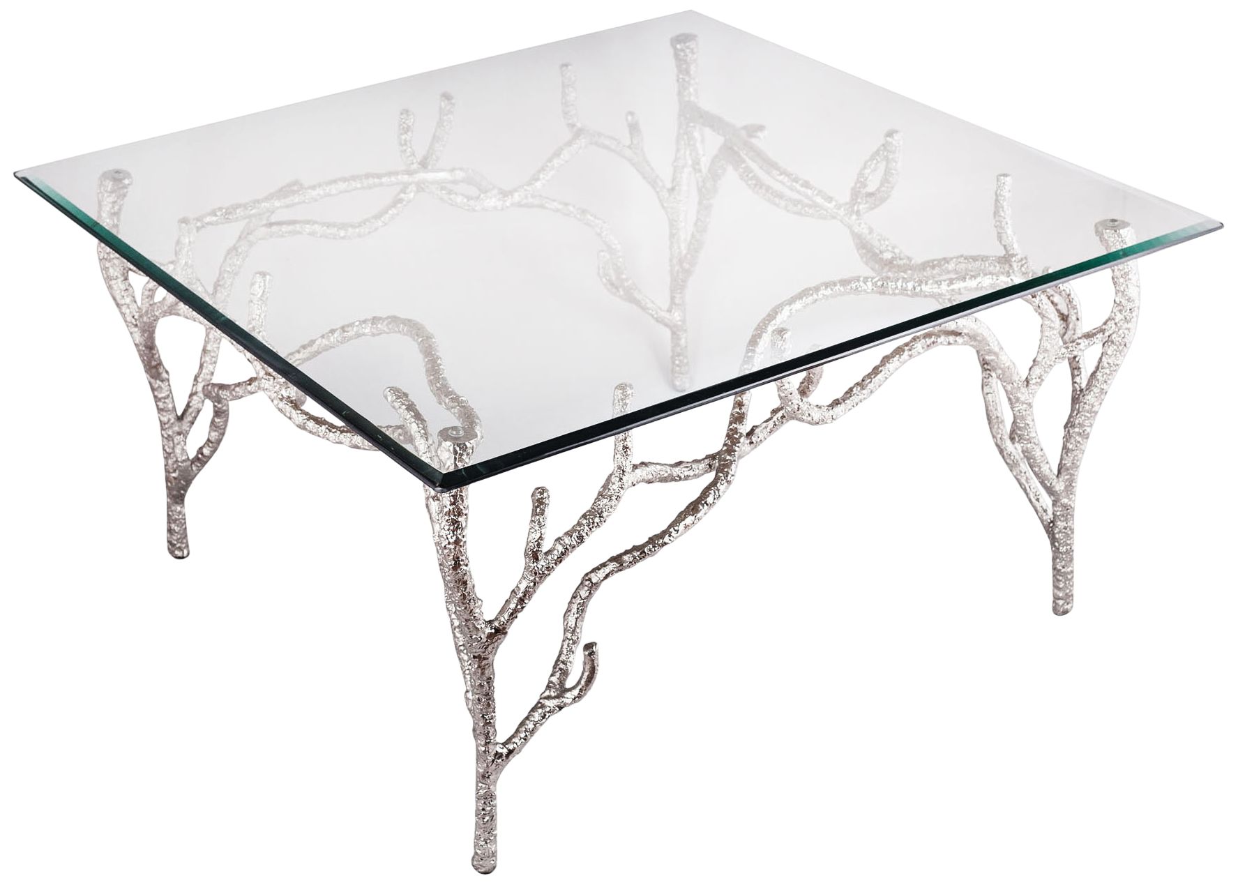 Metropolitan 32" Wide Glass and Polished Nickel Side Table