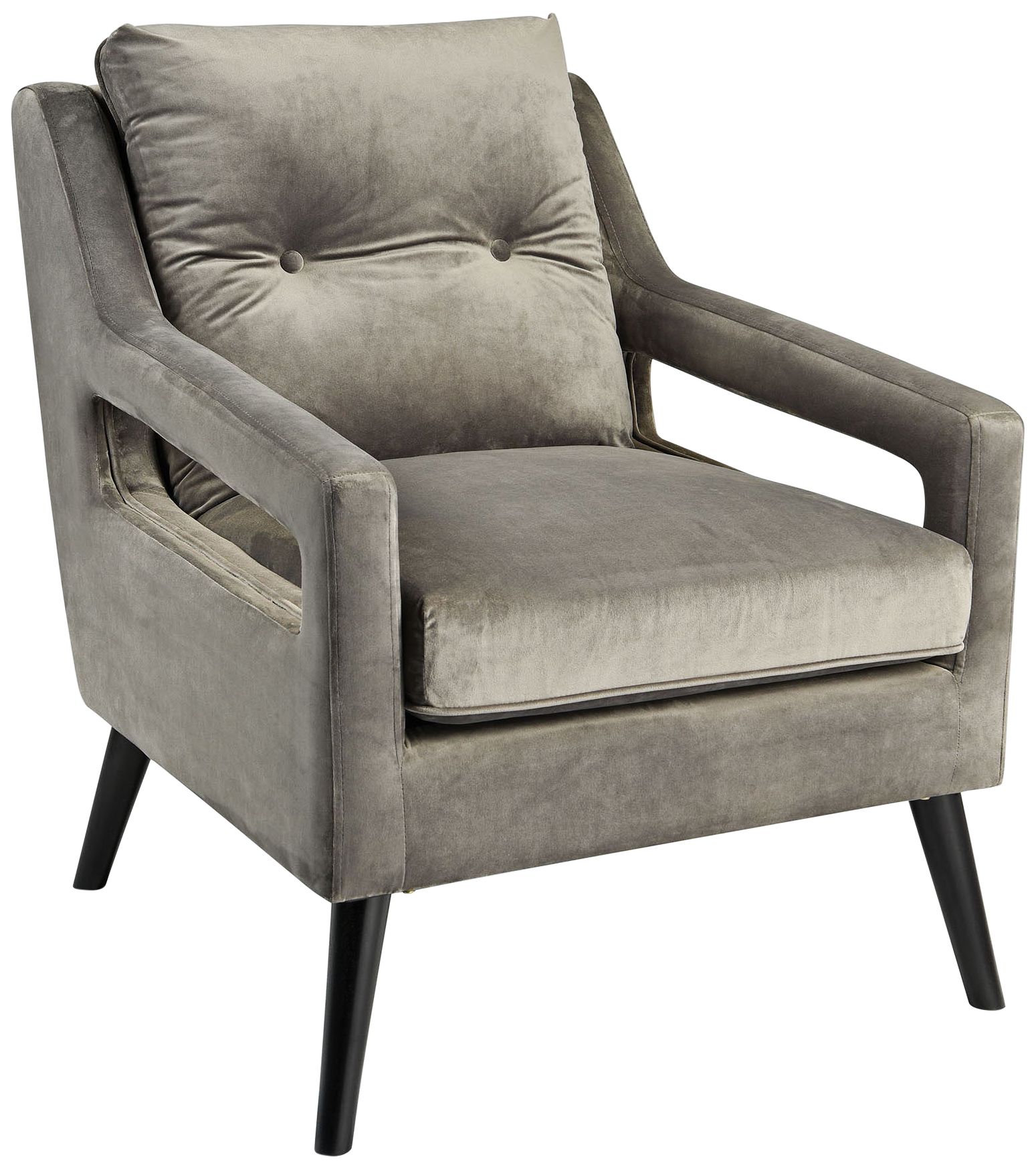 Fleetwood Gray Velvet Tufted Armchair