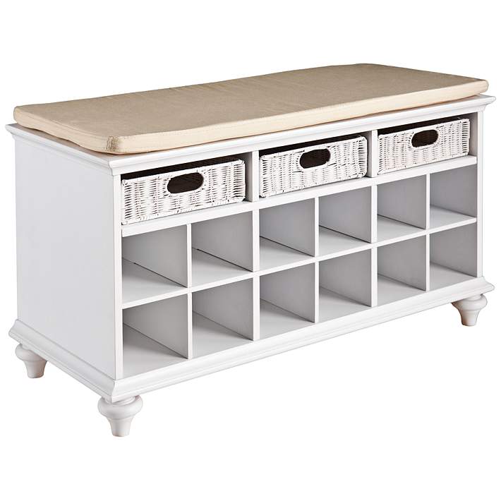 Charlie White Wood Shoe Storage Bench 35e51 Lamps Plus