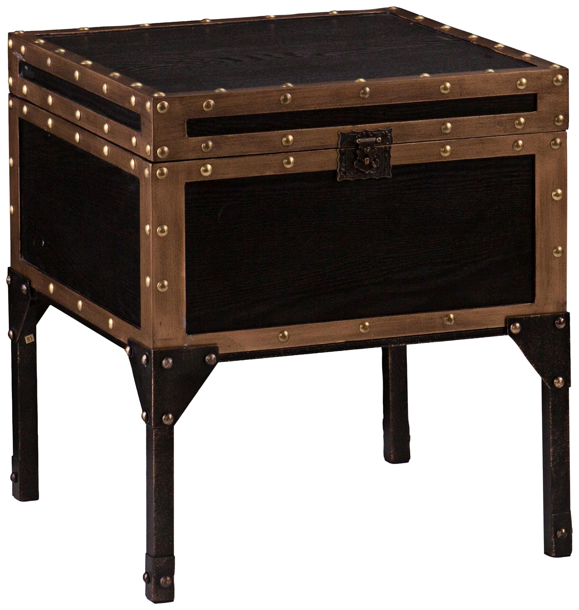 Trek 20 3/4" Wide Antique Black Travel Trunk End Table