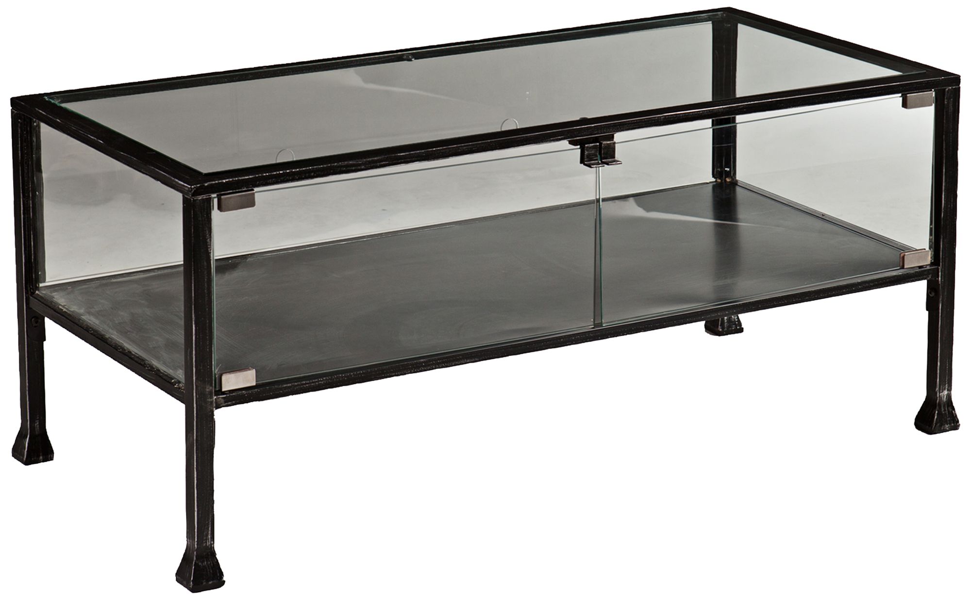 Terrance 42 1/2" Wide Metal and Glass Cocktail Display Table