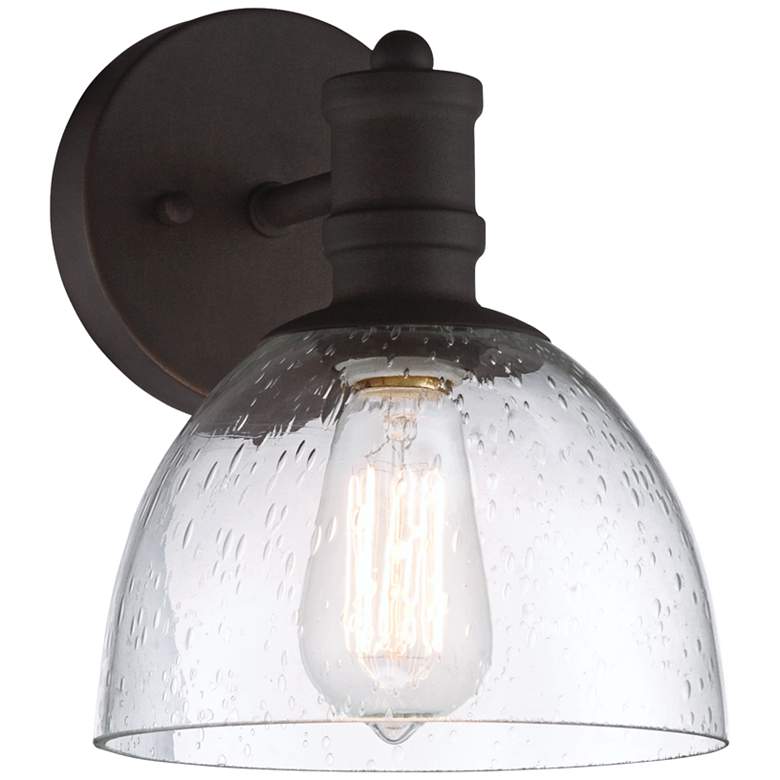 Image 2 Bleecker Industrial 9 1/4"H Bronze Wall Sconce with LED Bulb