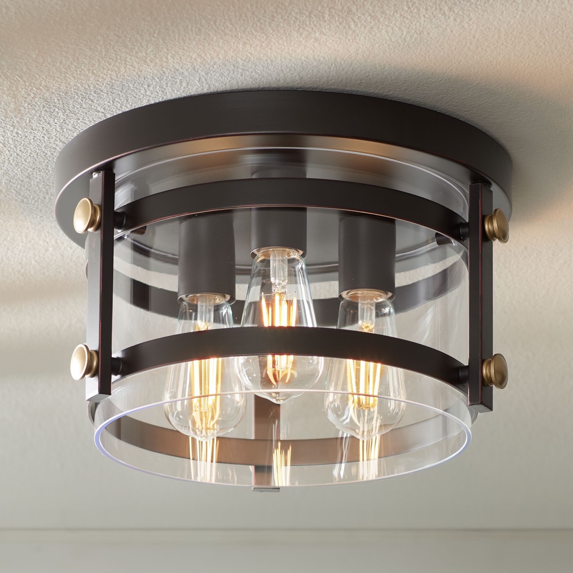 Details About Farmhouse Ceiling Light Flush Mount Fixture Led Bronze 13 1 2 3 Light Bedroom