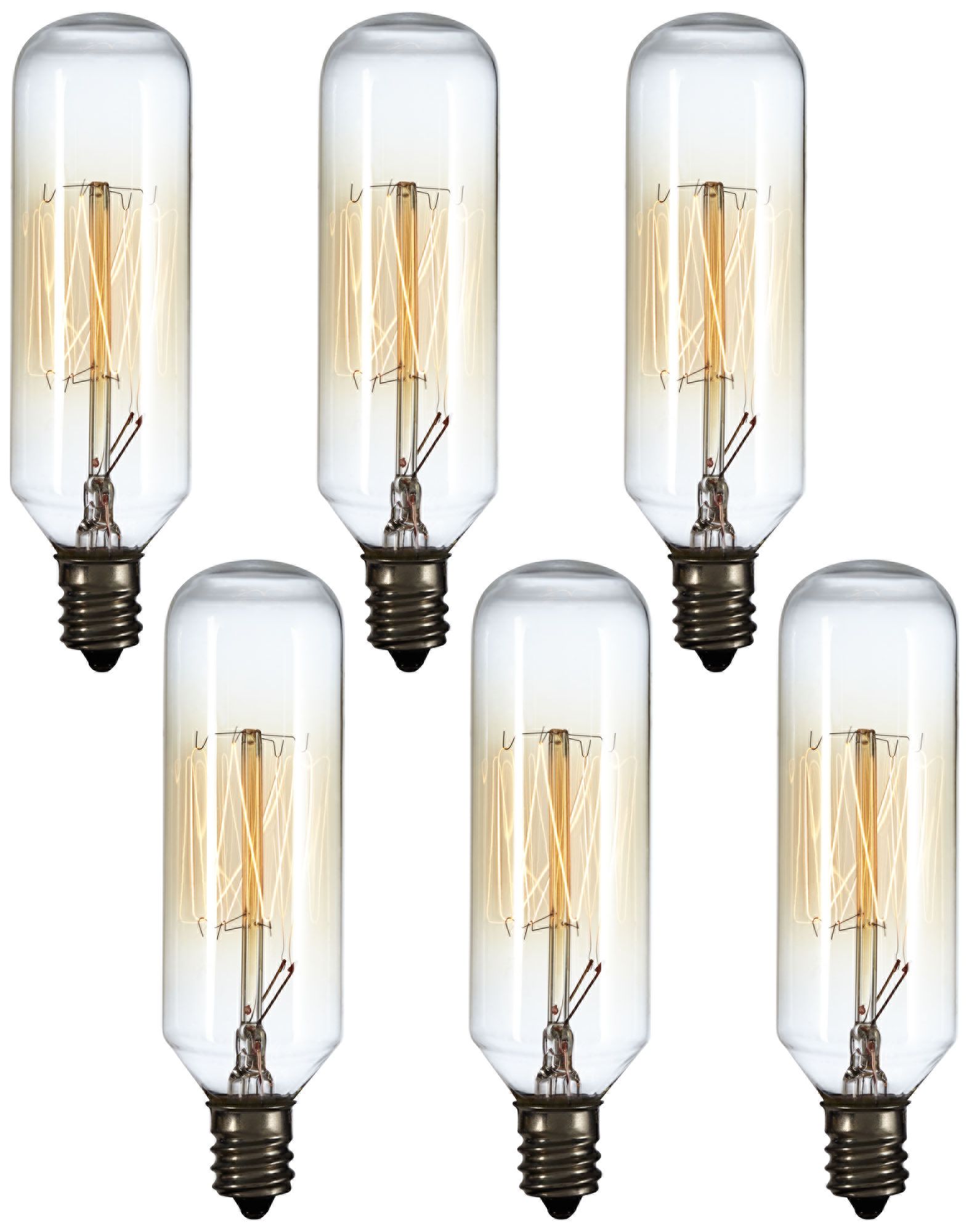 T8 Edison Style 40 Watt Tube Candelabra Base Bulb 6-Pack 886305235695 ...