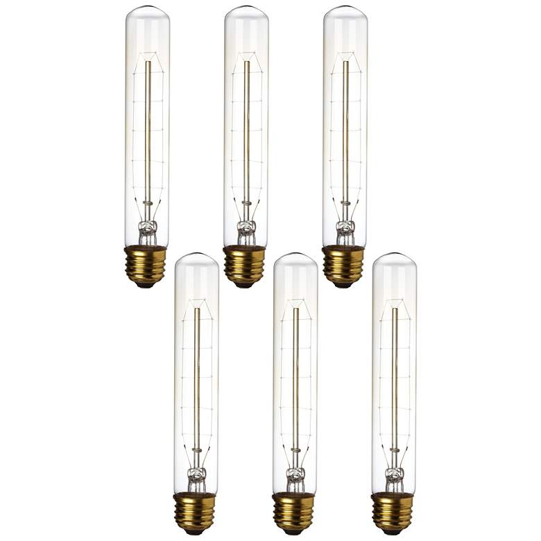 Tesler 60 Watt E26 Edison Style Tube Light Bulb 6-Pack