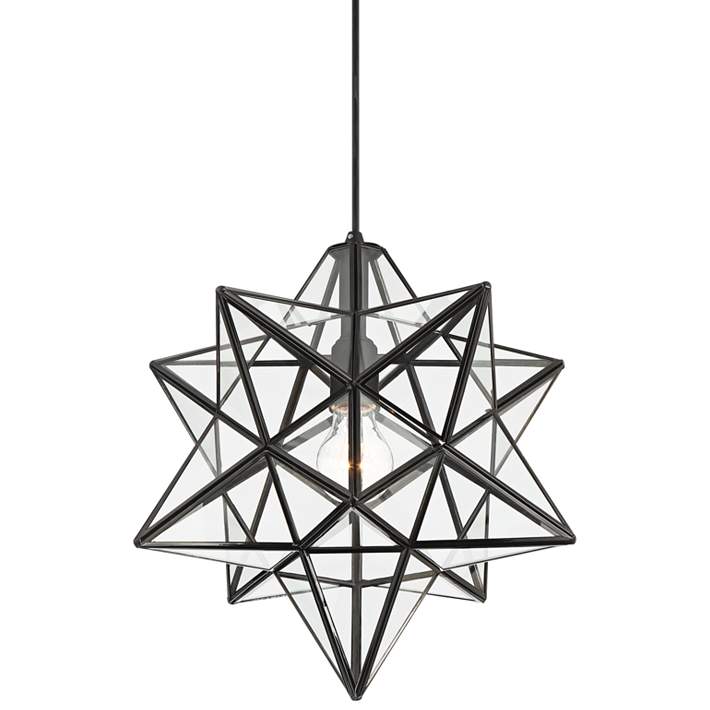 Cuthbert 15 W Black And Clear Glass Star Pendant Light