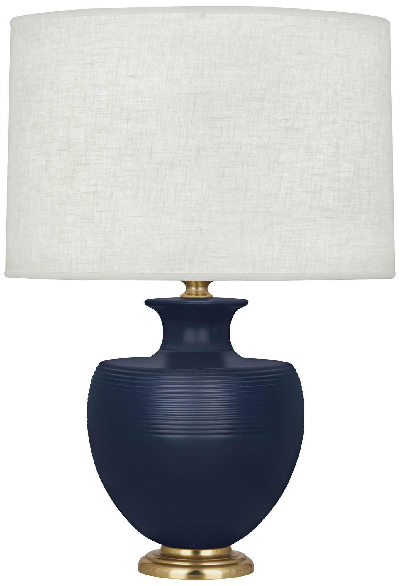 Atlas Matte Midnight Blue and Modern Brass Table Lamp