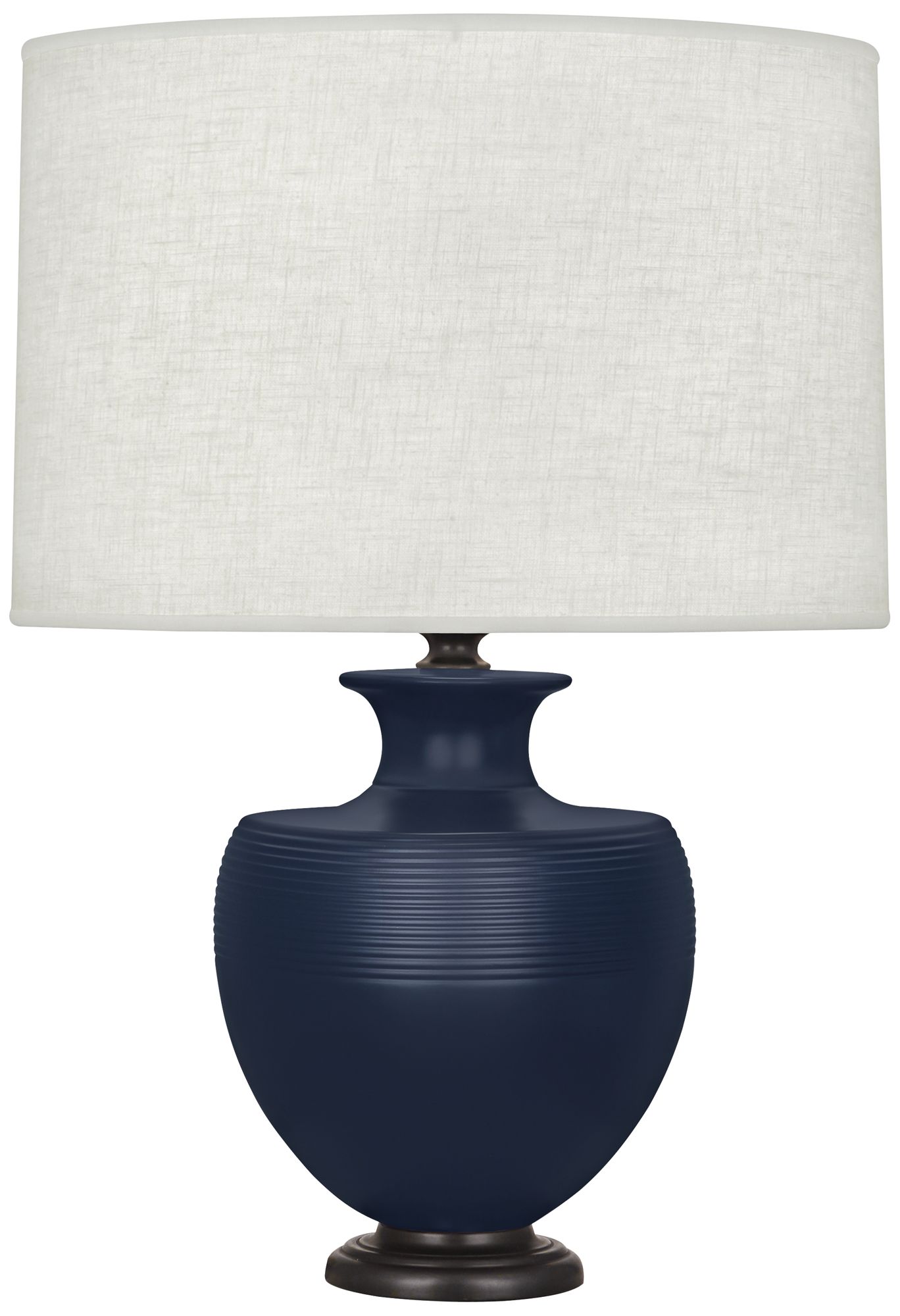 Atlas Matte Midnight Blue and Patina Bronze Table Lamp