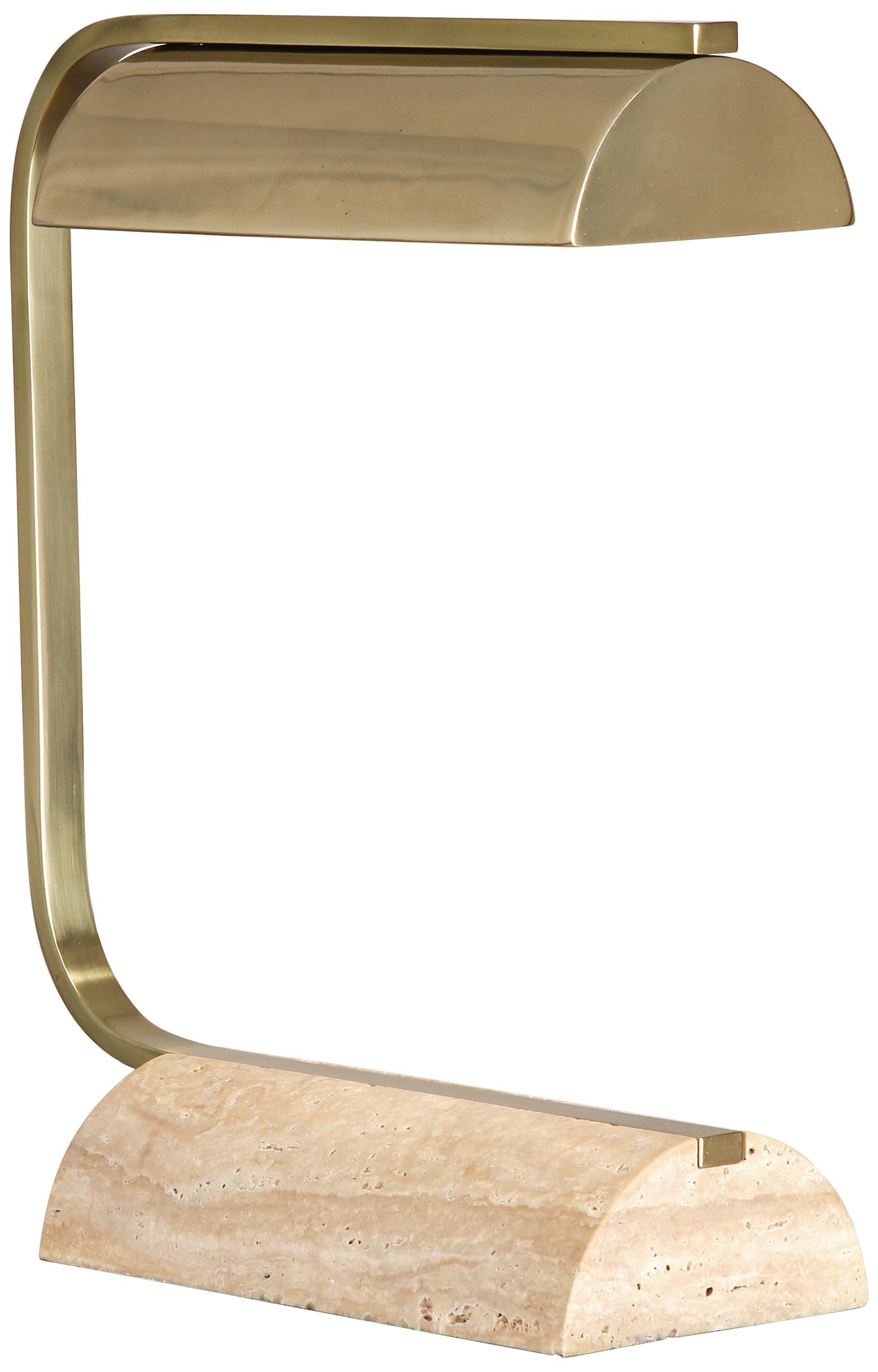 Robert Abbey Julian Modern Brass and Travertine Desk Lamp