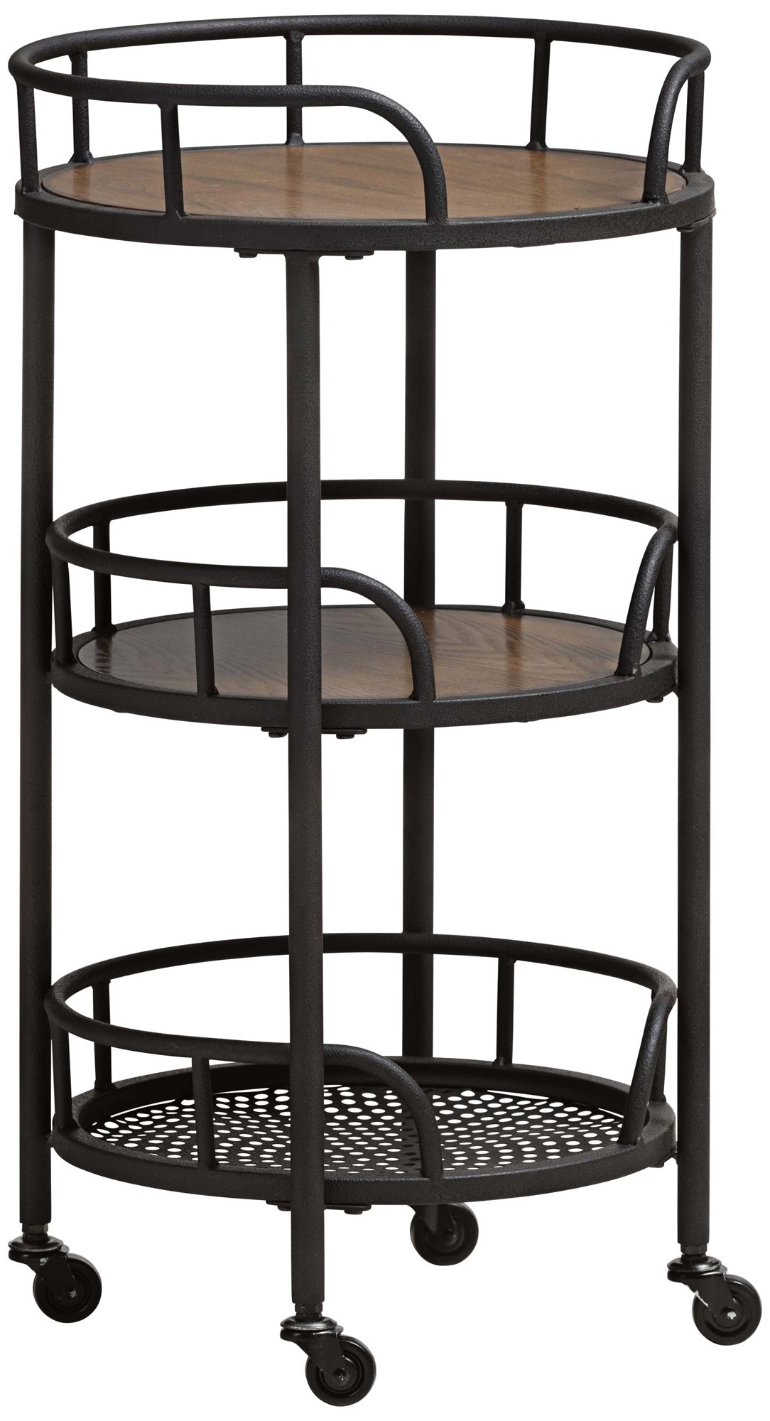 Bristol 17 3/4" Wide Antiqued Black 3-Shelf Serving Cart